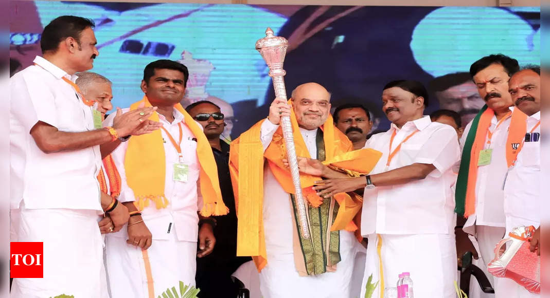 Amit Shah In Tamil Nadu Wields Sengol Sets Nda Target To Win 25 Of 39