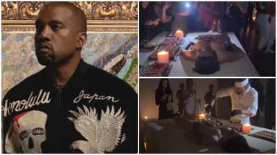 Kanye West serves sushi platter on naked women at 46th birthday party - WATCH viral video