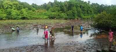 Karapur’s Kolamba lake drained as rains set in