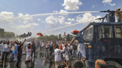 Protest against Rajasthan govt over 'corruption': Cops use water cannon to disperse BJP workers in Jaipur
