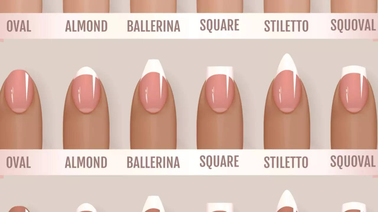 Nail shape type with different manicure big Vector Image