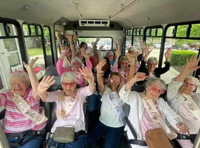 Elderly women have a gala time at a bachelorette party