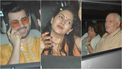 Karan Deol beams with joy as he arrives along with other guests for his mehendi ceremony at Sunny Deol's residence