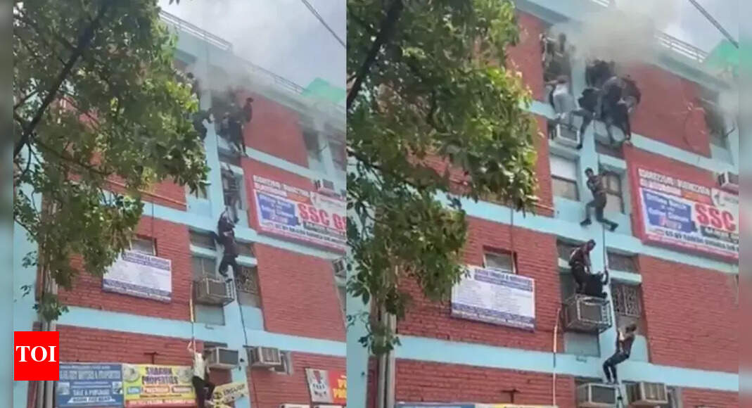 Trapped by fire and smoke, Delhi coaching centre students rappel down