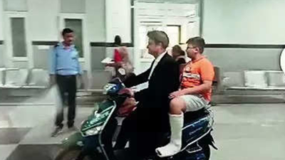 Sans wheelchair for injured son, lawyer takes scooter to 3rd floor of Kota hospital
