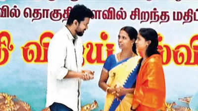 Actor Vijay bonds with school students in Chennai as he makes his first political move | Chennai News - Times of India