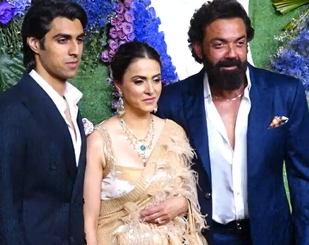 
'Baba ki Jai ho': Bobby Deol and his wife Tanya Deol complement each other at Karan Deol, Drisha Acharya’s wedding reception
