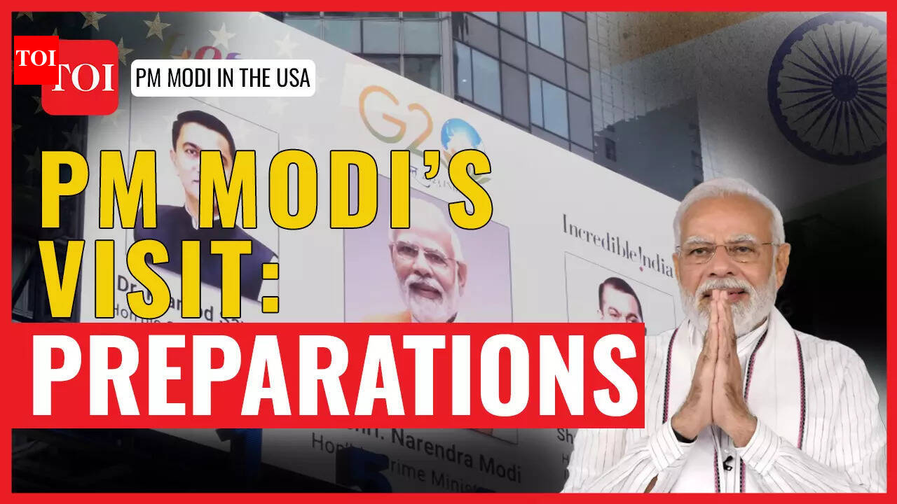 Times Square buzzes with preparations ahead of PM Modi's arrival in the US