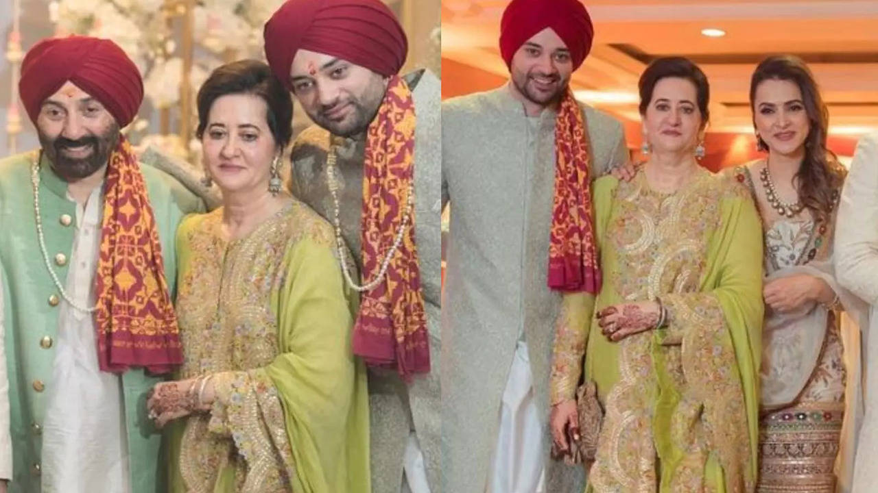 Cheer up Pooja - Netizens point out gloomy expressions of Sunny Deols wife at her sons recent wedding Etimes picture