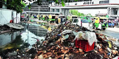 Waste from drain chokes roads, poses health risks