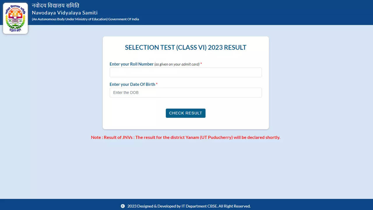 JNV Class 6 Result 2023: How to check Navodaya Vidyalaya Class 6th Results  at navodaya.gov.in - Times of India