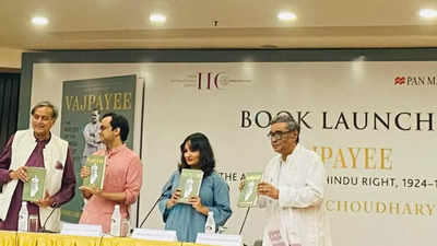 Shashi Tharoor, Manisha Pande, and Swapan Dasgupta launch Abhishek Choudhary's book 'Vajpayee' in Delhi