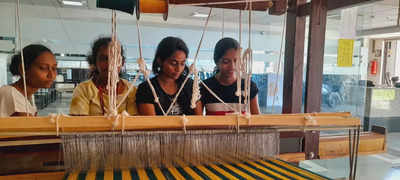Students learn weaving as a possible career option
