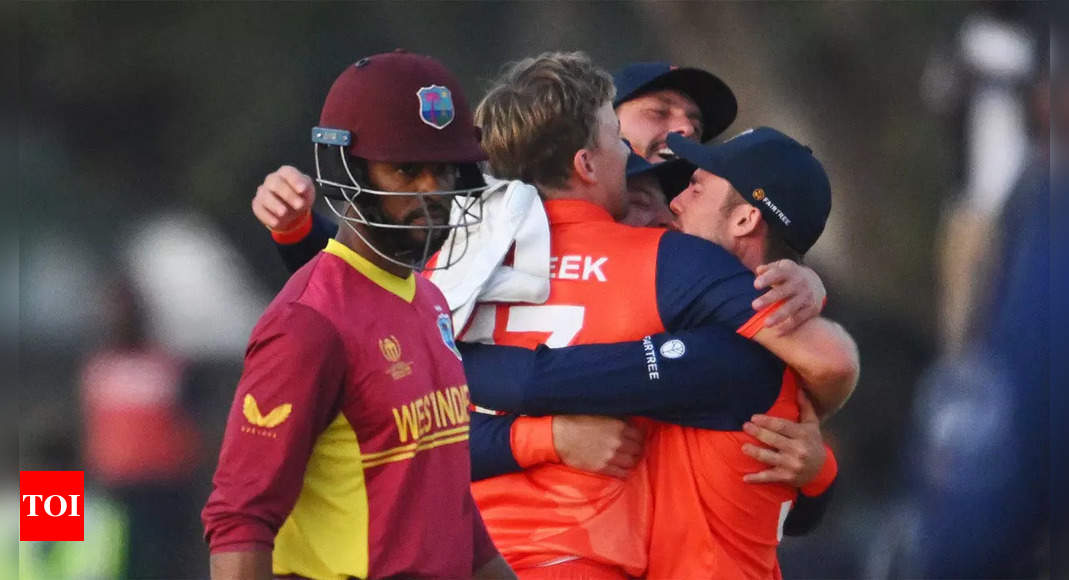 World Cup Qualifiers: Netherlands clinch Super Over thriller to put West Indies on the brink | Cricket News – Times of India