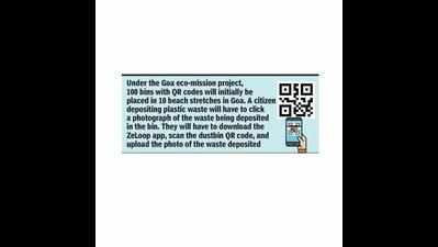 Deposit plastic waste in beach bins with QR code, earn credits