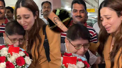 Fan surprises everyone with large tattoo of Tamannaah Bhatia's face on her arm, teary-eyed actress hugs the lady