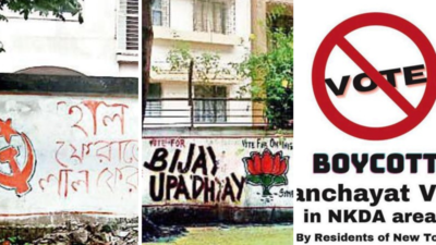 West Bengal Panchayat Polls: Rural Poll Graffiti In New Town, Irate ...