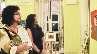 Kiruthiga Udhayanidhi and Shilpa Manjunath at Art Houz UK's art gallery at the British Deputy High Commission in Chennai