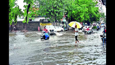 City submerged in 2 inches of rainfall