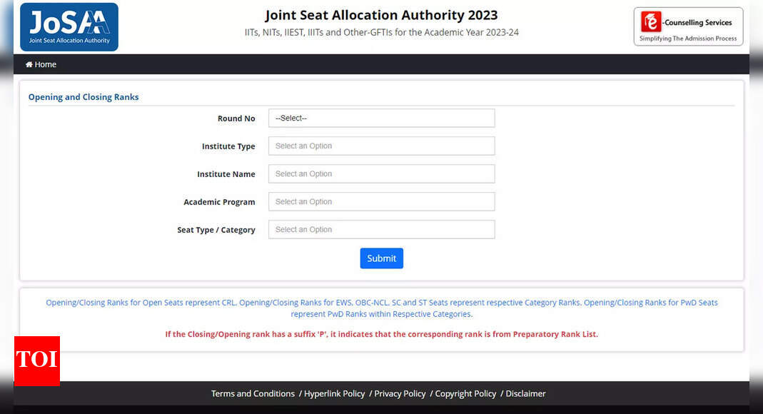 राउंड 1 के लिए जोसा 2023 कटऑफ जारी: आईआईटी, एनआईटी और अन्य के लिए ओपनिंग और क्लोजिंग रैंक देखें – टाइम्स ऑफ इंडिया