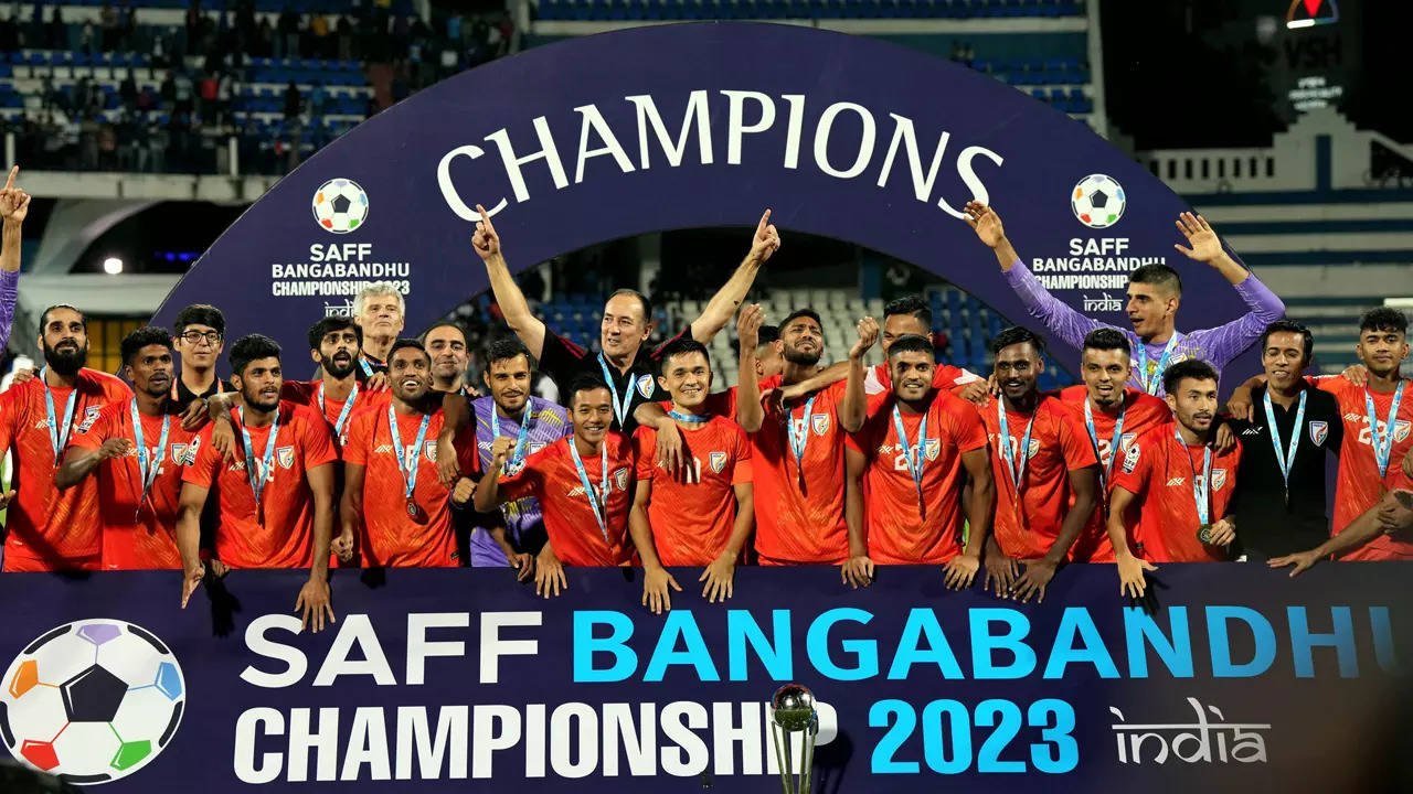 SAFF Championship Title: Cricket fraternity hails Indian football team for  record-extending SAFF Championship win | Football News - Times of India