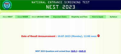 NEST Result 2023 releasing tomorrow at nestexam.in, check details here
