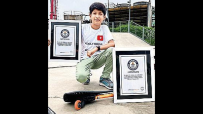 12-yr-old spins his caster board for 2nd Guinness World Record