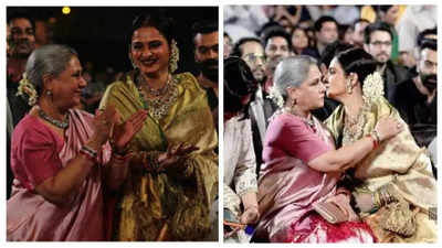 Jaya Bachchan And Rekha Greet And Hug Each Other At An Award Show In A ...