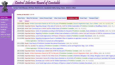 CSBC Bihar Police Prohibition Constable 2023 written exam results declared on csbc.bih.nic.in; download here