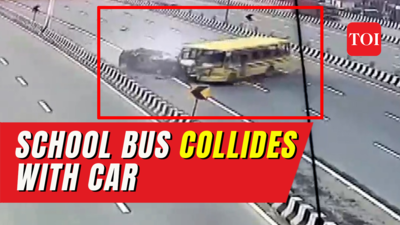 CCTV: At least 5 killed in horrific school bus-SUV collision on Delhi-Meerut Expressway