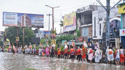 In Haridwar, over 40 areas inundated, kanwar yatra goes on