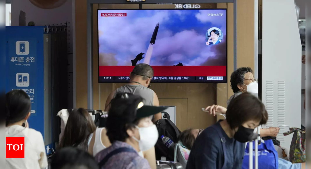 North: North Korea launches long-range missile toward sea after making threat over alleged US spy flights – Times of India