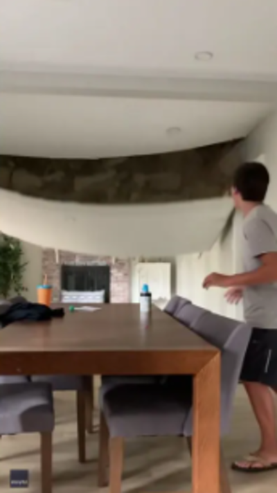 Viral video: Dining room ceiling collapses, incident caught on camera