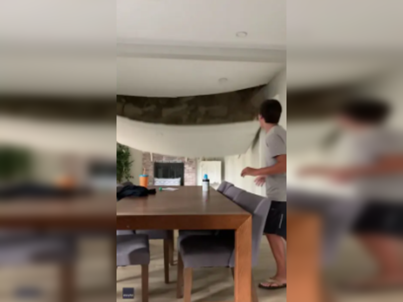 Viral Video Dining Room Ceiling Collapses Incident Caught On Camera