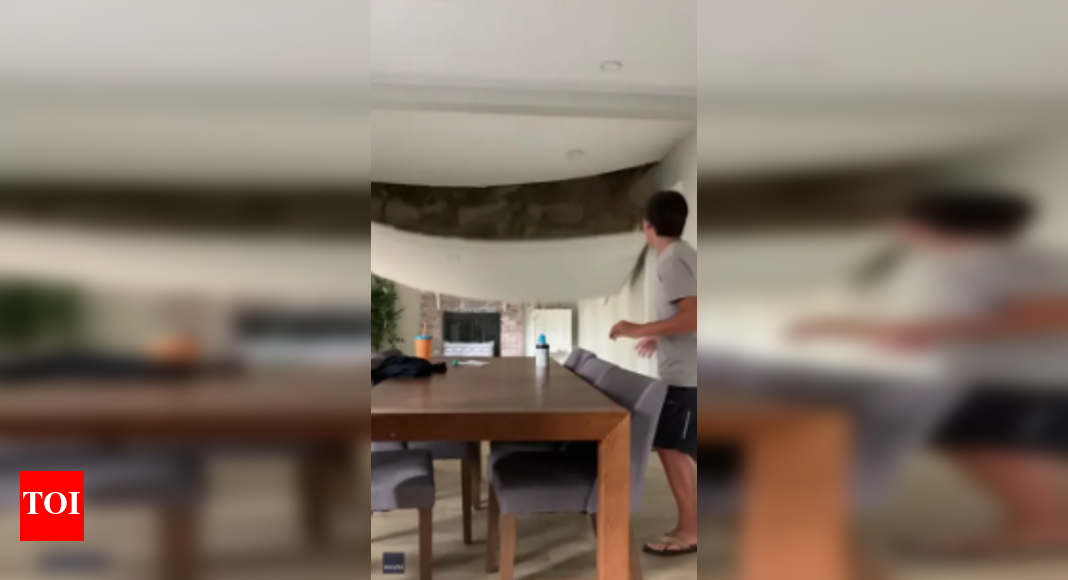 Viral video: Dining room ceiling collapses, incident caught on camera ...