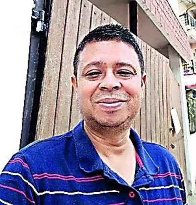 Portrait of a man with blue eyes in Guwahati, India.