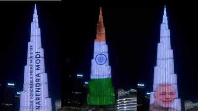 Dubai's Burj Khalifa lit up in Indian tricolour, welcomes PM Modi with dazzling light show