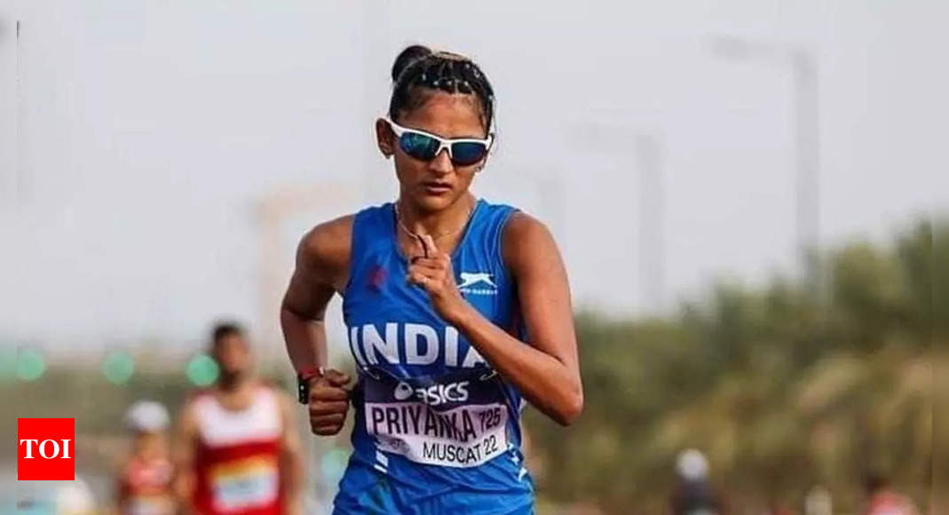 Asian Athletics Championships: Priyanka, Vikash on podium in 20km race-walk events | More sports News – Times of India