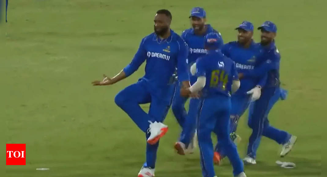 Watch: Kieron Pollard’s hilarious celebration after dismissing Andre Russell in Major League Cricket | Cricket News – Times of India