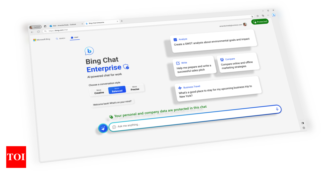 Bing Chat Enterprise: Microsoft’s solution for companies banning ChatGPT over security and privacy is here – Times of India