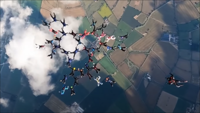 New skydiving record set as 41 jumpers create largest-ever formation in the UK