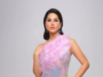 Sunny Leone sparkles in a lavender shimmer dress