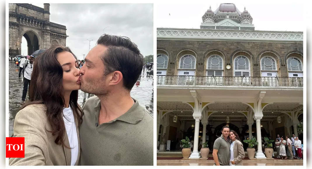 Amy Jackson shares a kiss with beau Ed Westwick as she takes him out for Mumbai darshan – See photos | Hindi Movie News