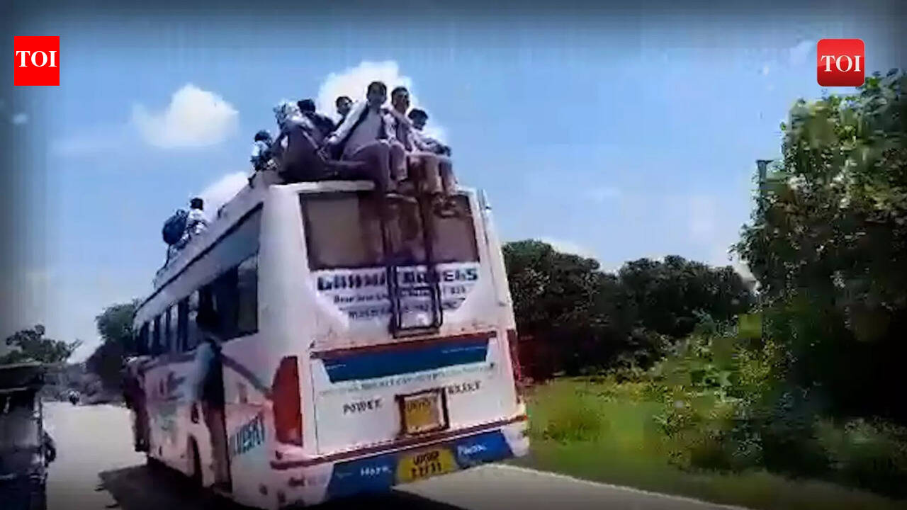 Dozens of Students risk life, sits on bus roof video goes viral