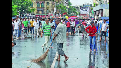 City up & running within hours after Trinamool’s mega rally