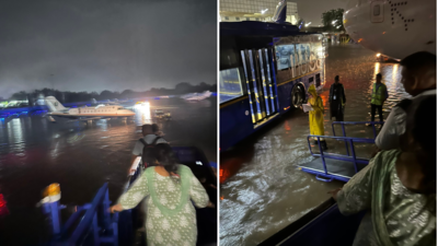 Ahmedabad airport's transit area, air traffic controllers office waterlogged
