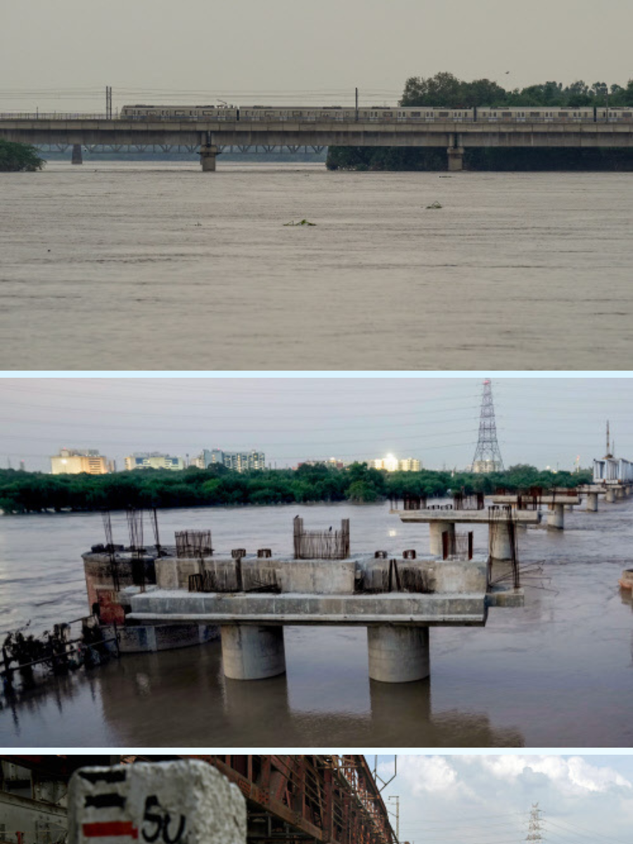 Delhi Yamuna Flowing Above Danger Mark Times Of India