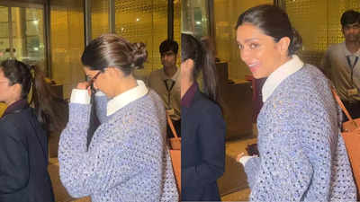 Deepika Padukone says 'Hainnn?', gets involved in a chit-chat with paparazzi; removes sunglasses to confirm her IDENTITY at the airport entry gate