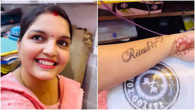Ritesh Pandey's wife Vaishali Pandey surprises the actor with a special tattoo