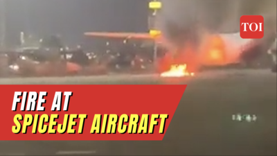 SpiceJet aircraft catches fire at Delhi airport during engine maintenance works